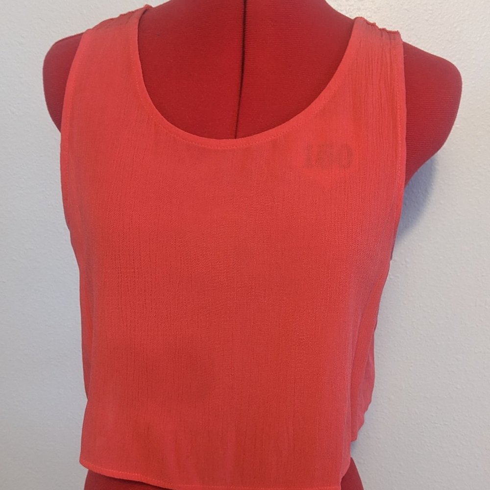 NWOT H&M sheer and lace back crop top salmon size S